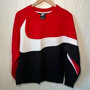 Nike Big Swoosh Crewneck Color Block Red White Black Men’s L